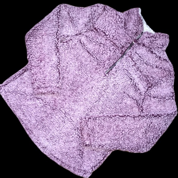 GreenTea Tops - GreenTea Sherpa 1/4 Zip Pull Over Burgundy Small